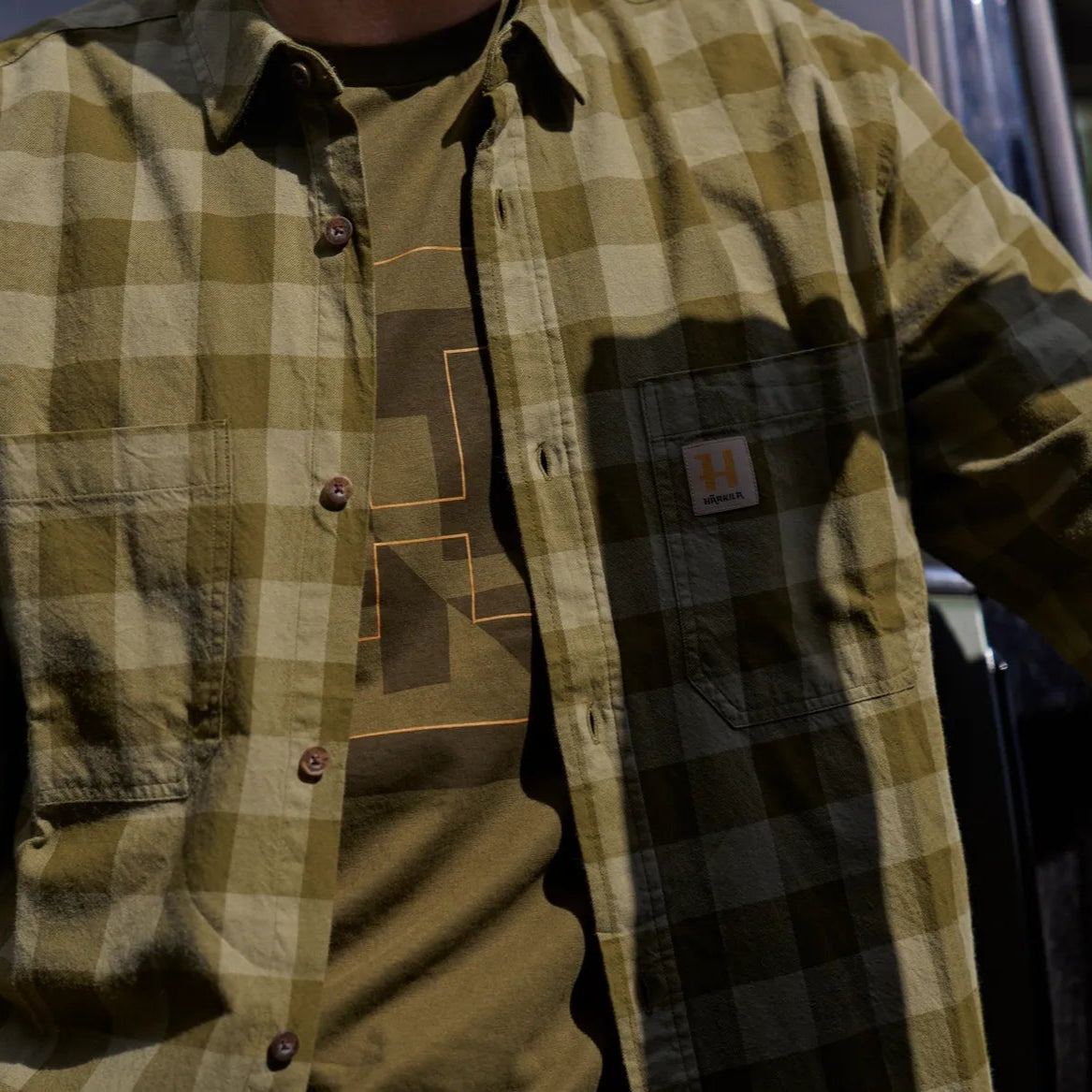 Härkila skandinavisk L/S-skjorte Dark olivecheck