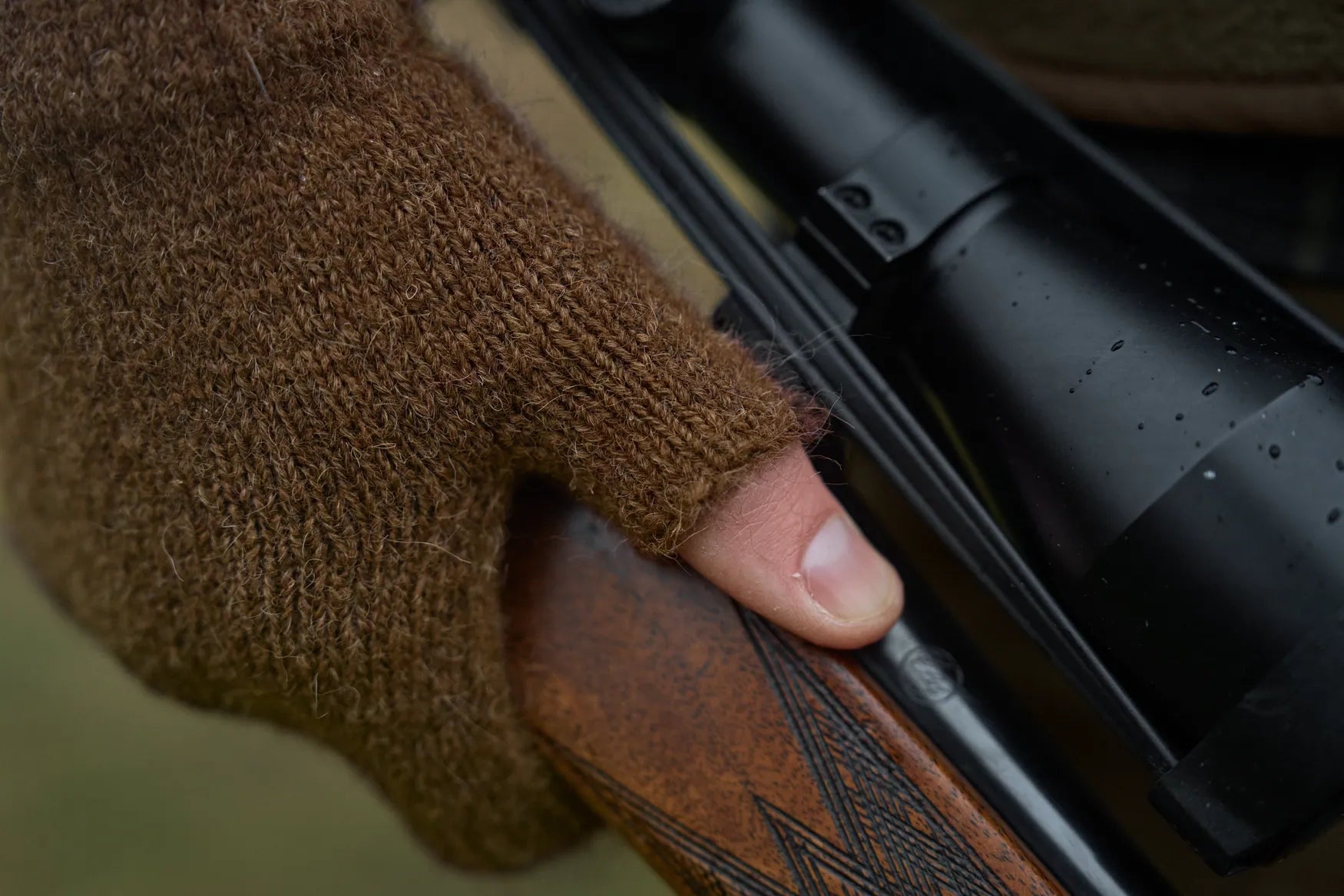 Alpacka Half Finger Handsker Pinecone brown