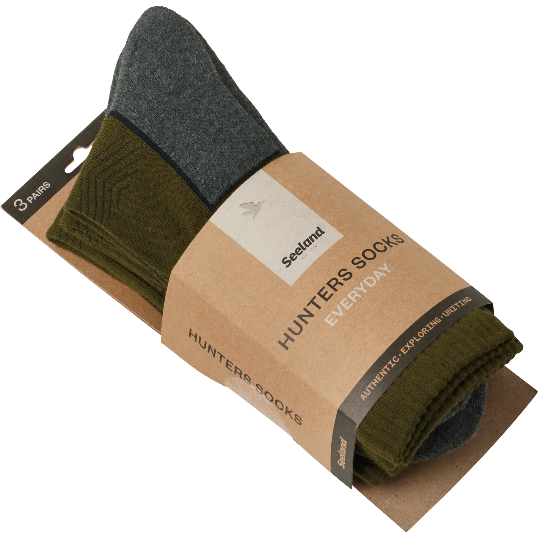 Field strømpe 3 pack pine green/dark grey
