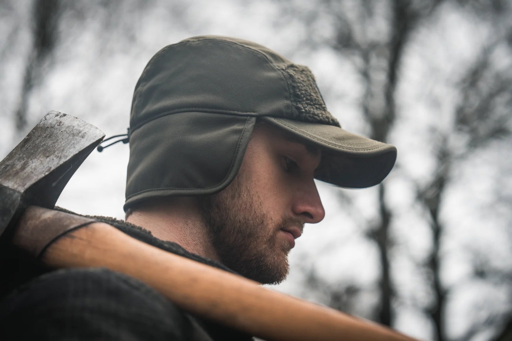 Teddy Fold Down Cap Pine Green ONE SIZE