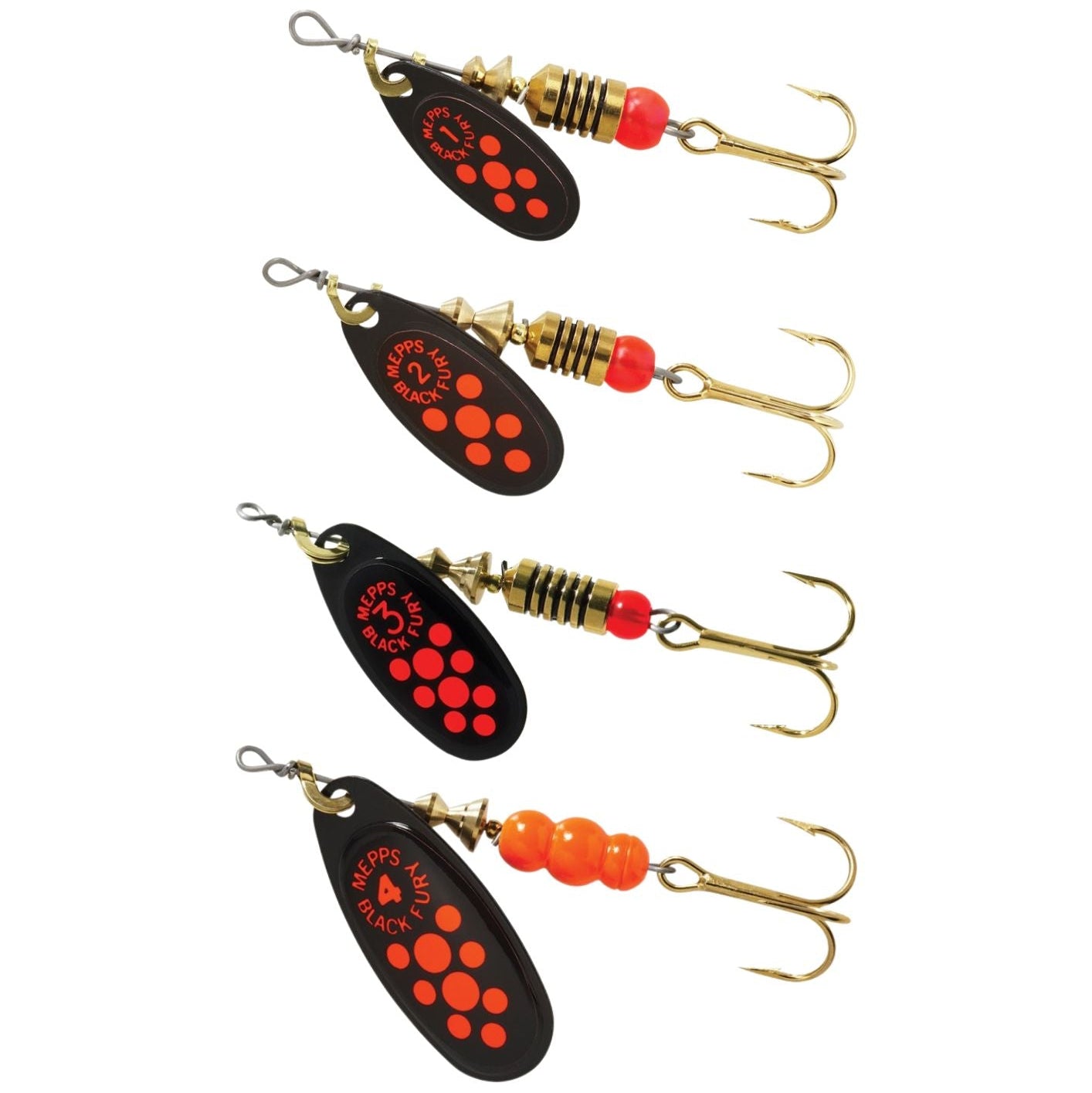 Mepps Black Fury Black Orange Dots