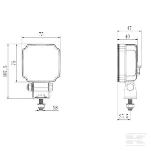 LED arbejdslygte, 20W, 3000 lumen, firkantet, hvid