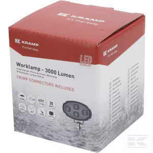 LED arbejdslygte, 20W, 3000 lumen, oval, hvid