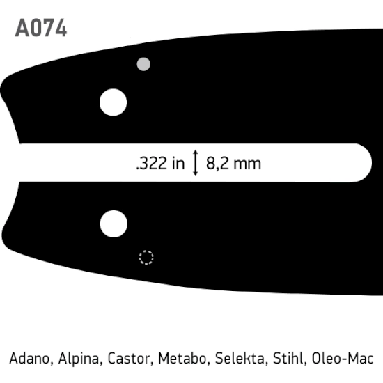 Sværd og kæde sæt 14"-3/8-1,1 mm - 50DL - A074