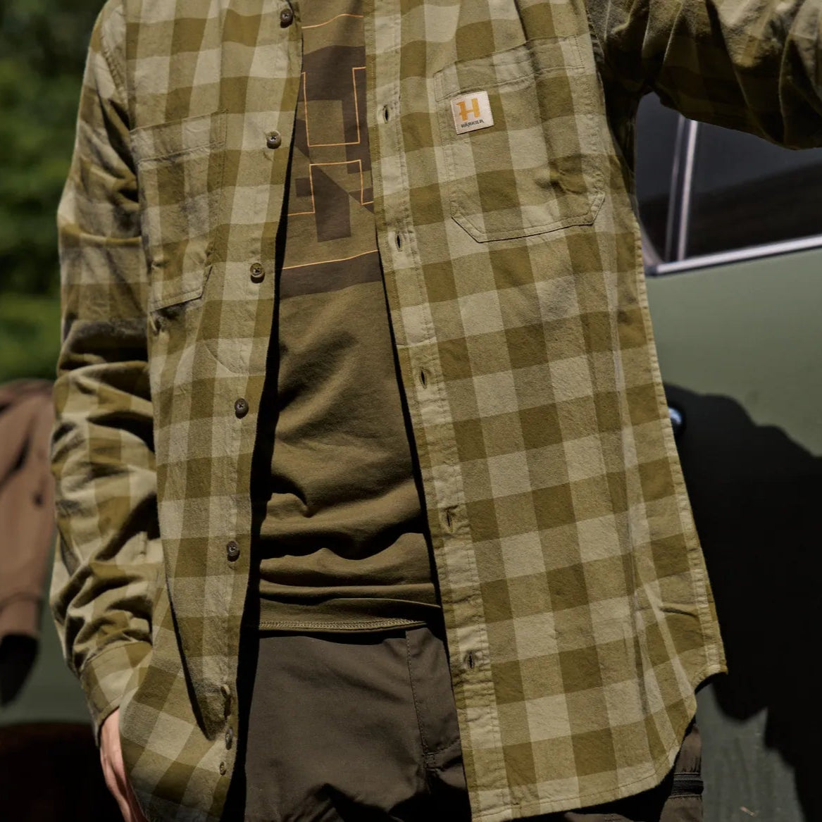 Härkila skandinavisk L/S-skjorte Dark olivecheck