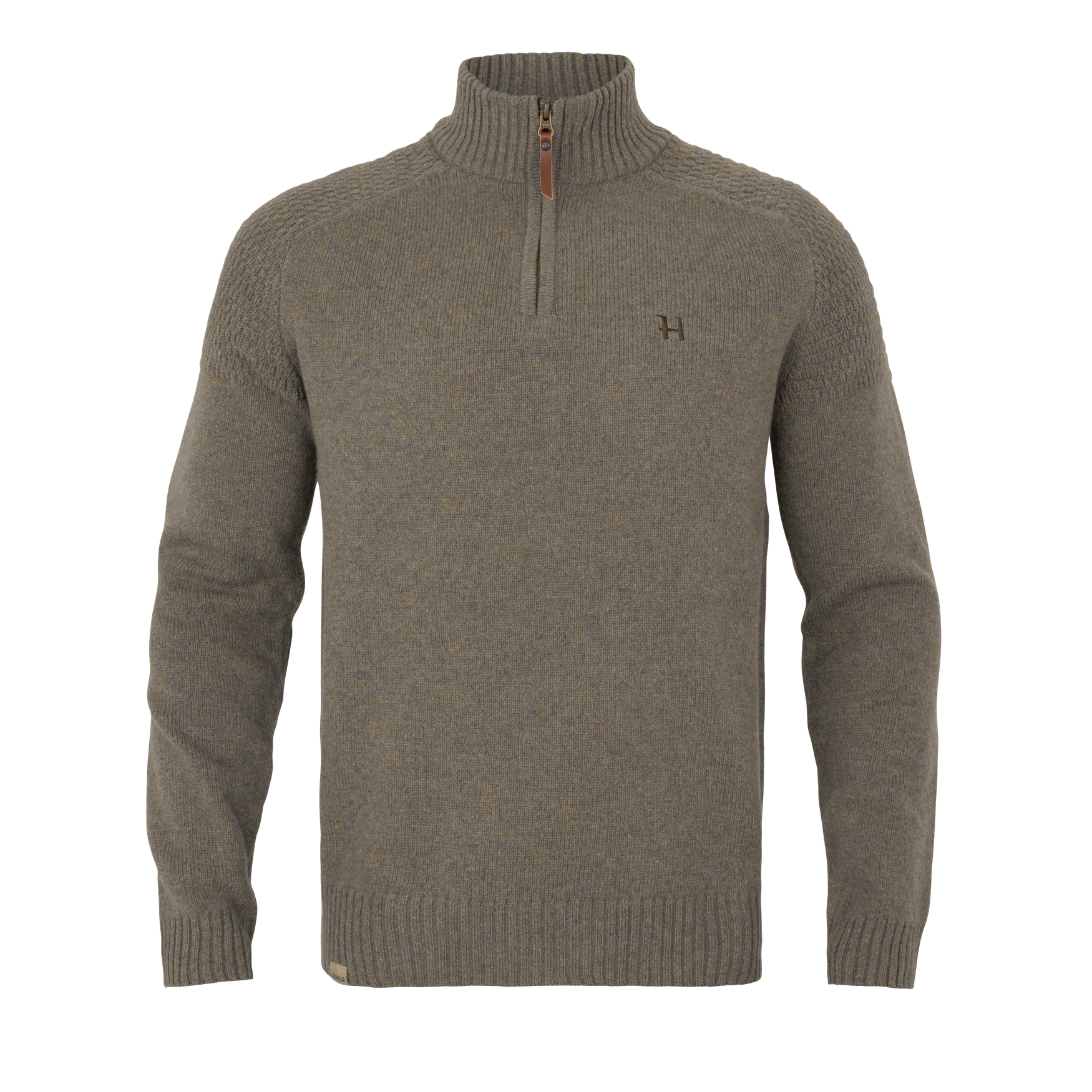 Vincent merino pullover med halv lynlås Dark sand