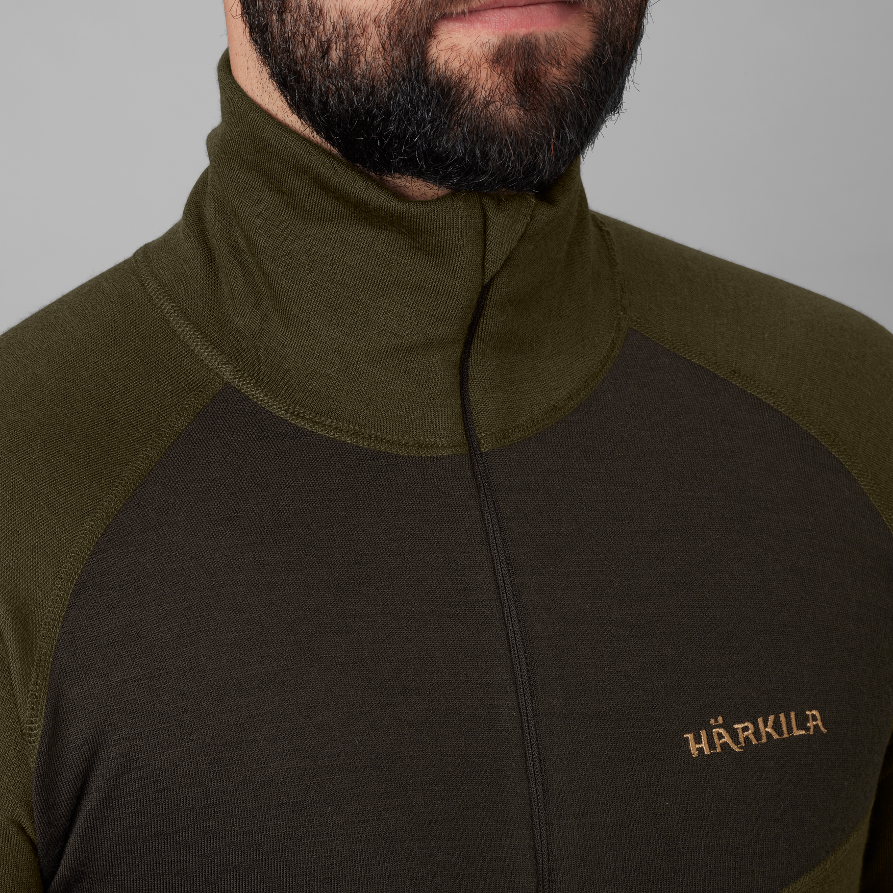 Härkila Base Warm zip neck Gillow Green/Shadow Brown
