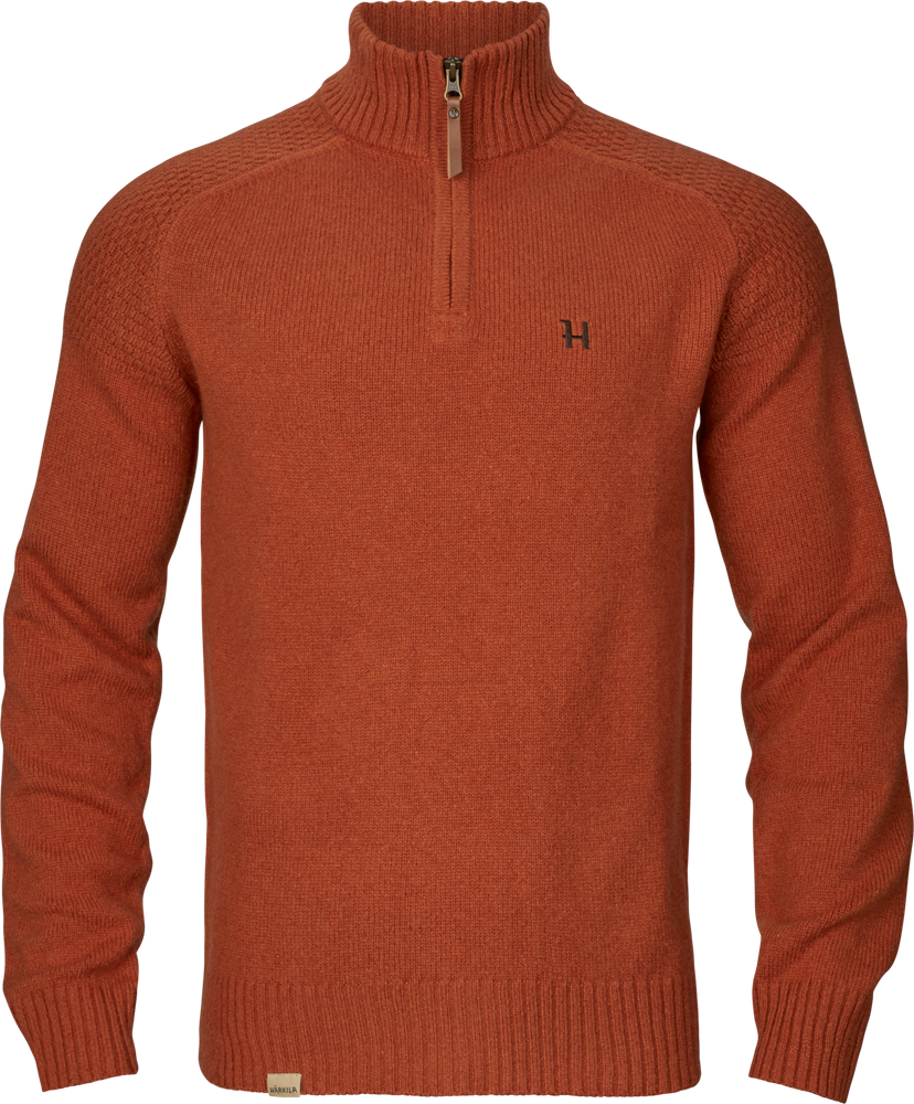 Vincent Merino Half Zip Pullover Bombay brown