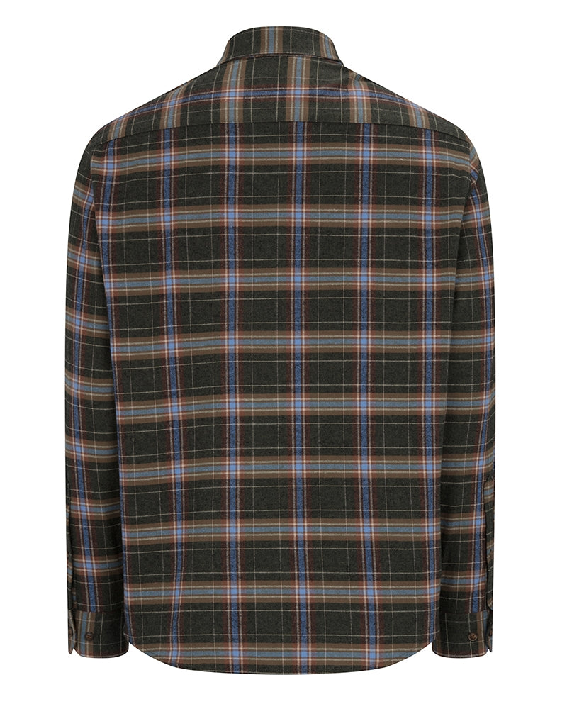 Pitlessie Button Down Flannel Shirt Thyme/Cobblestone