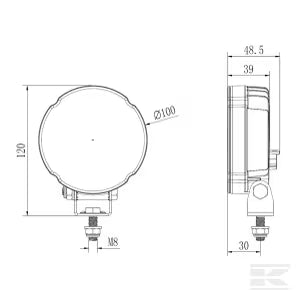 LED arbejdslygte, 27W, 3420 lumen, rund, hvid