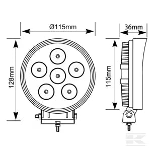 LED arbejdslygte, 27W, 3420 lumen, rund, hvid