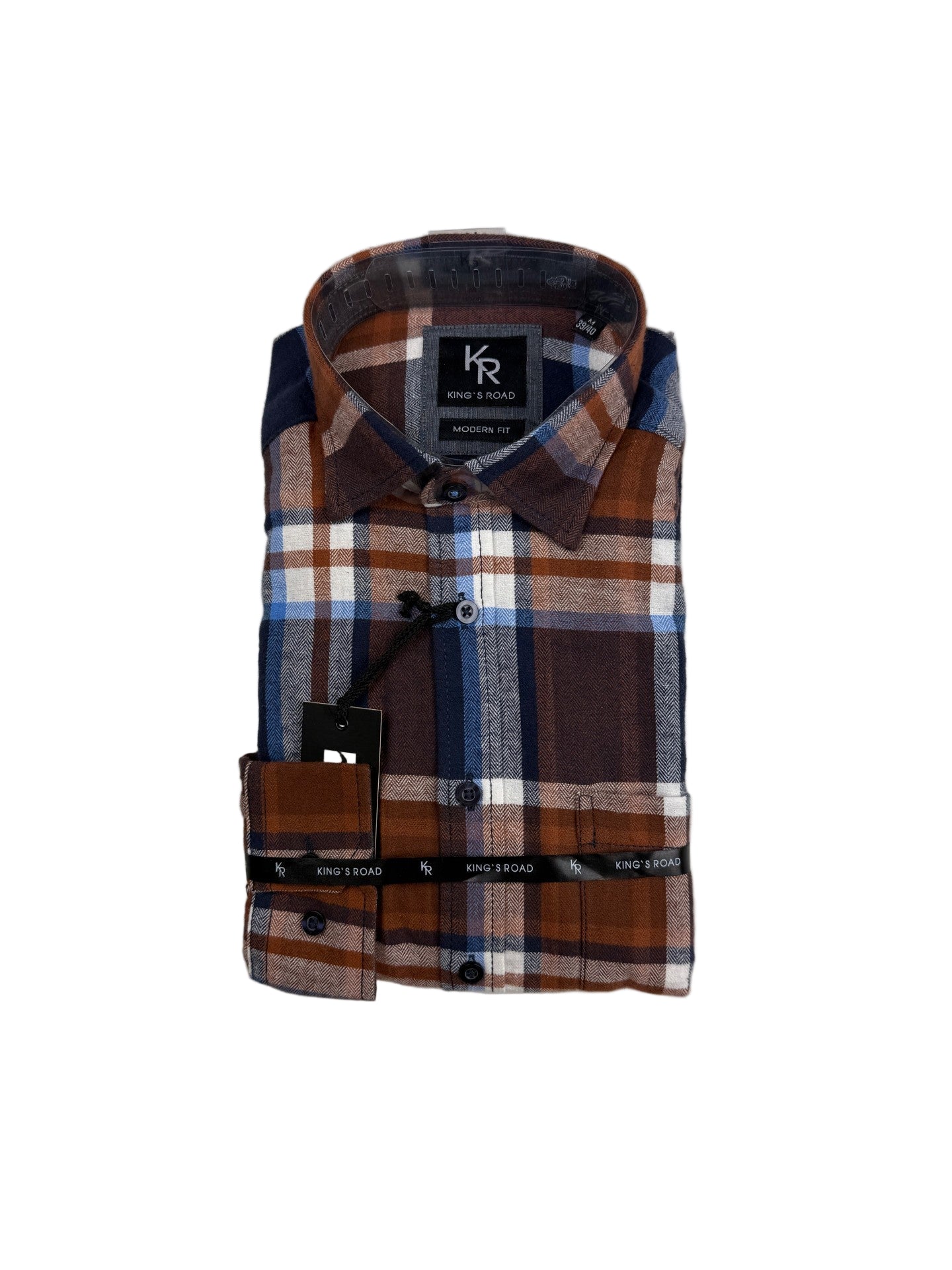 Major Skjorte Brun/Blå Ternet