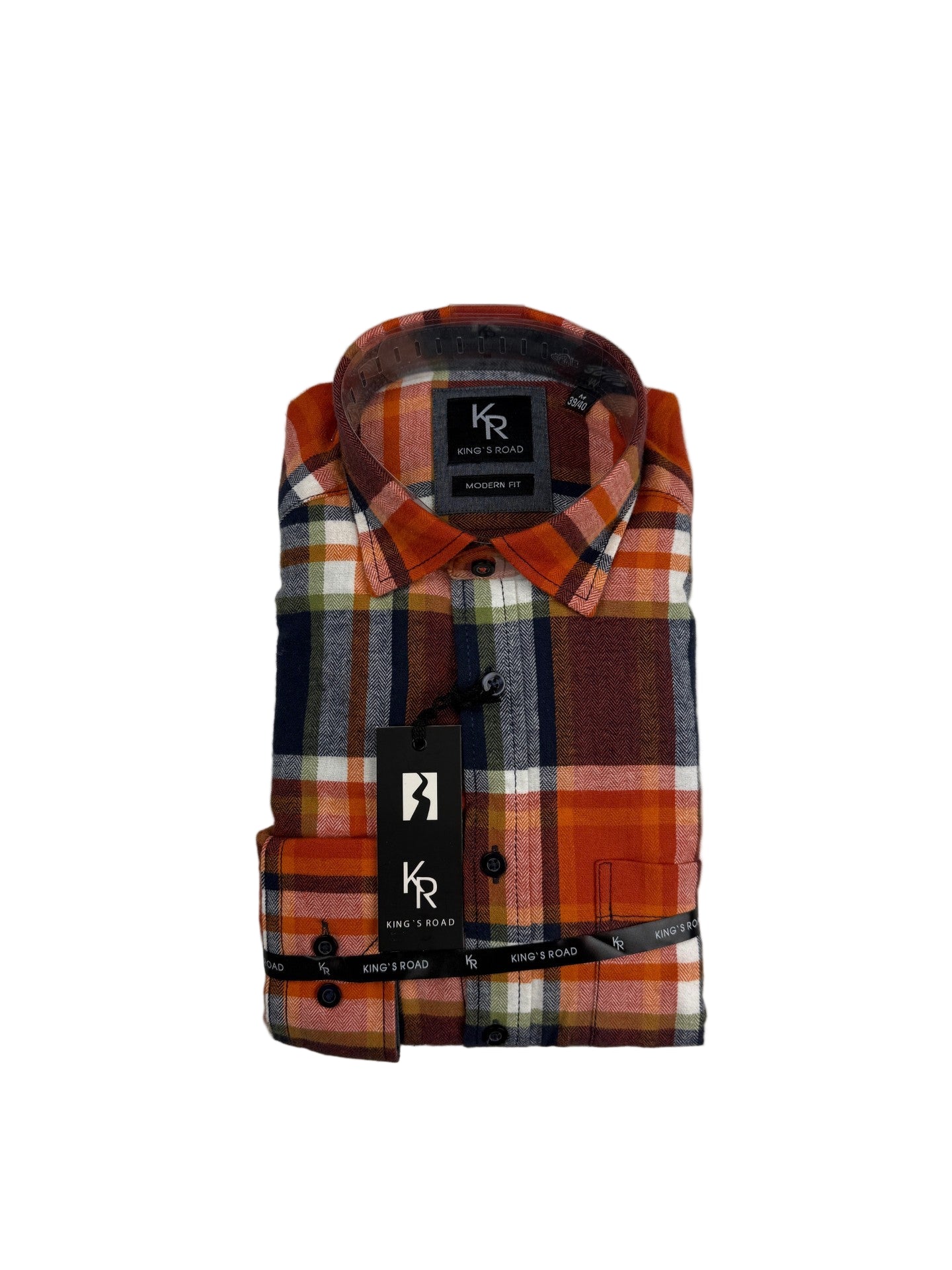 Major Skjorte Orange/Blå Ternet