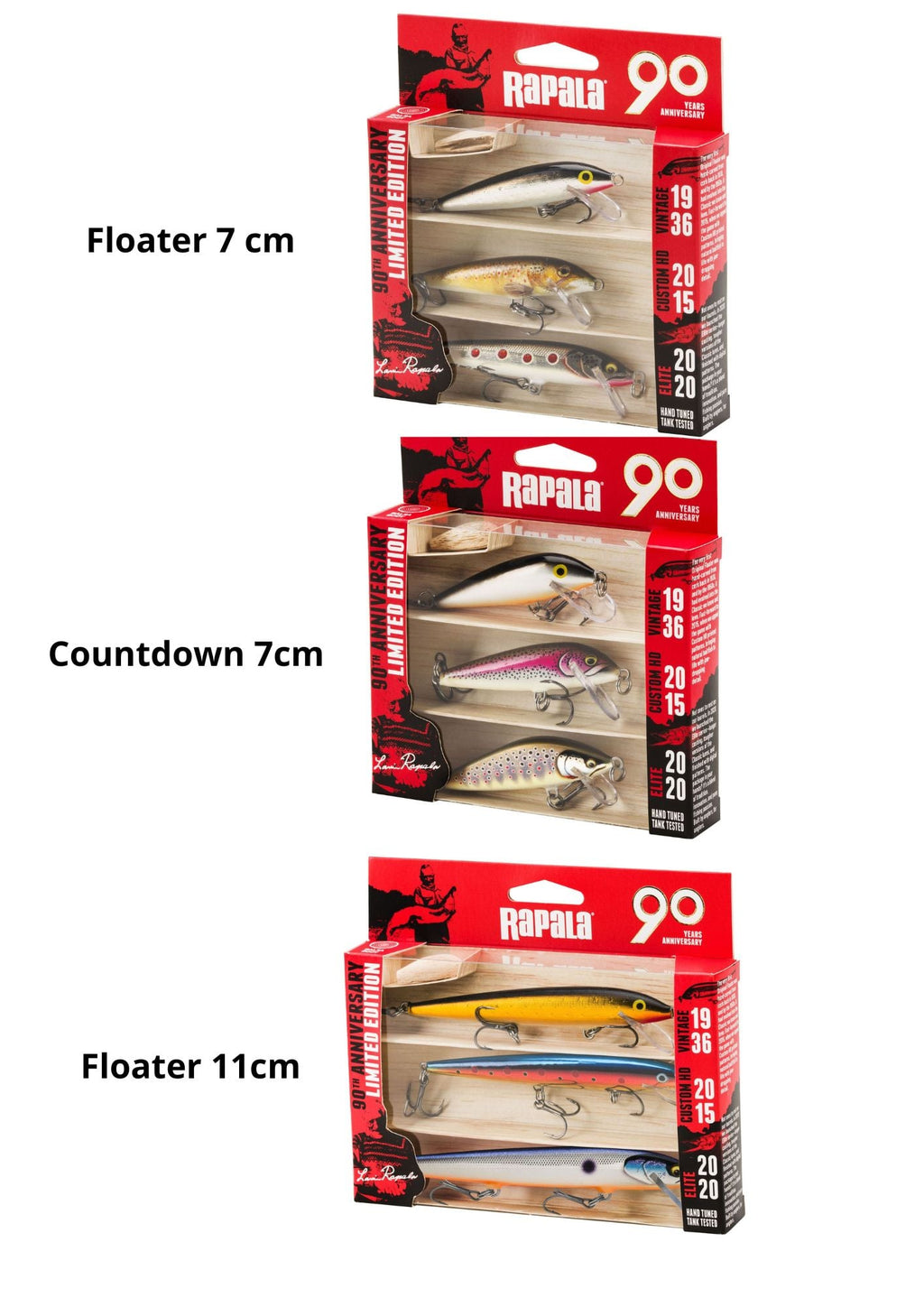 Kit Rapala R90 Shad Rap Mi-foncé - Édition 90ème Anniversaire, Pêche Spinning