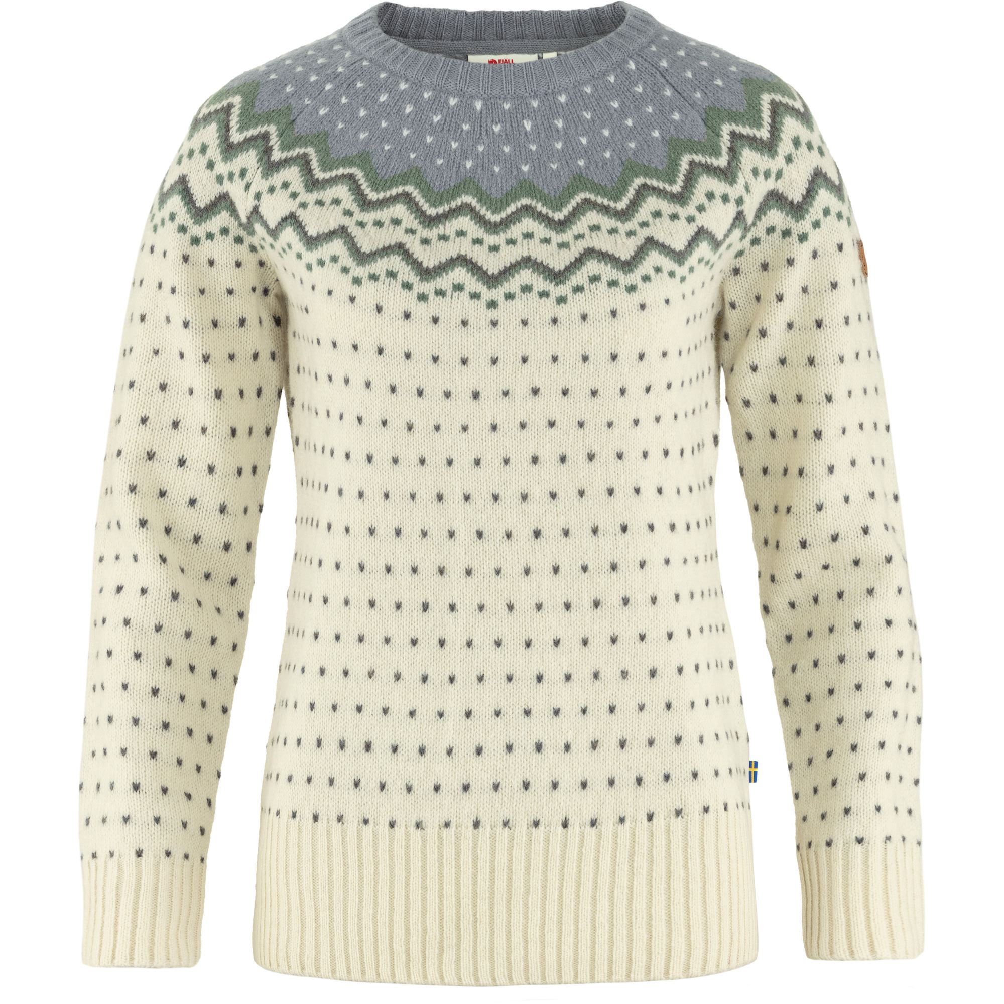 Se Fjällräven Övik Knit Sweater W Chalk White-Flint Gray - XL hos Almas Park & Fritid