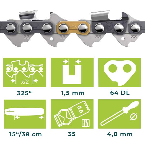 Husqvarna X-Cut Savkæde .325 – 1.5 mm – 64 led