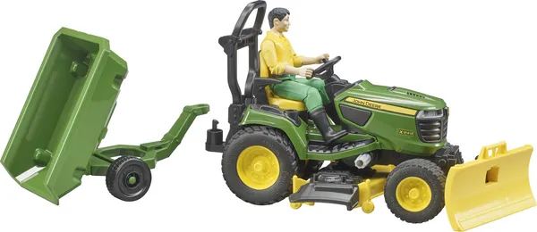 Bruder John Deere havetraktor med anhænger og gartner