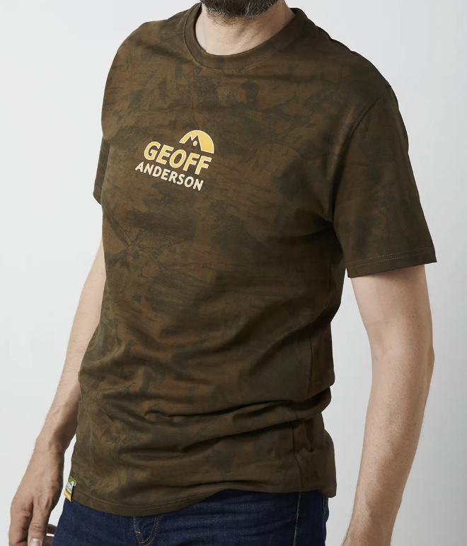 Geoff Anderson Organic Tee Orange Chest Leaf