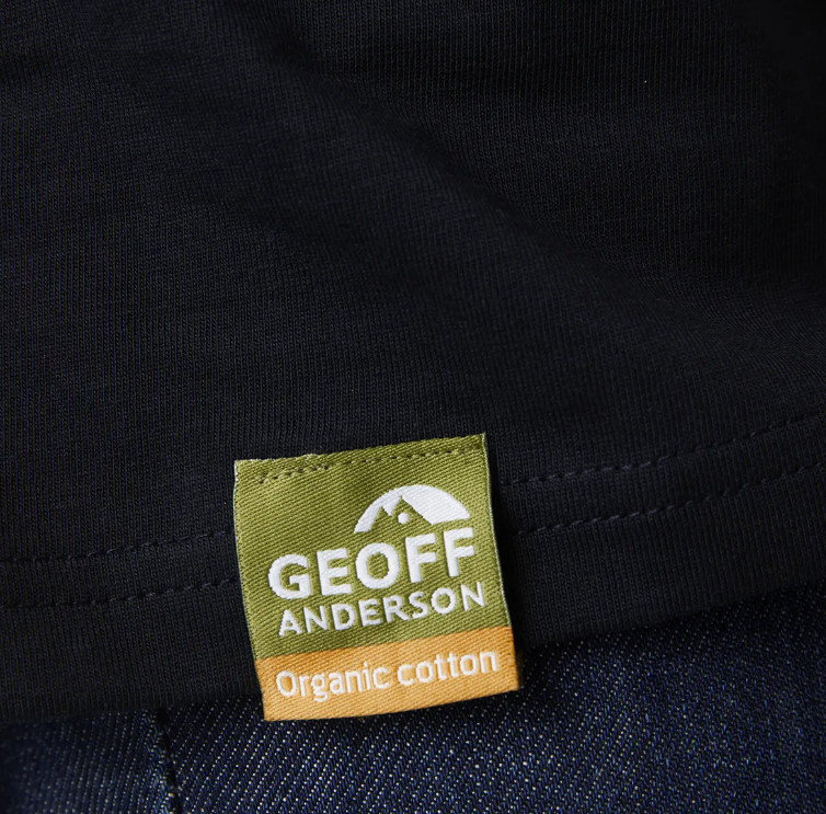 Geoff Anderson Organic Tee Orange Chest Black